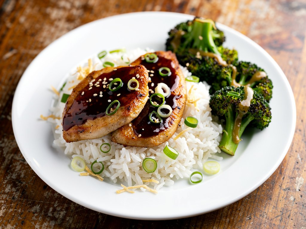 Wasabi Soy Chicken with Ponzu Roasted Broccoli and Ginger Rice