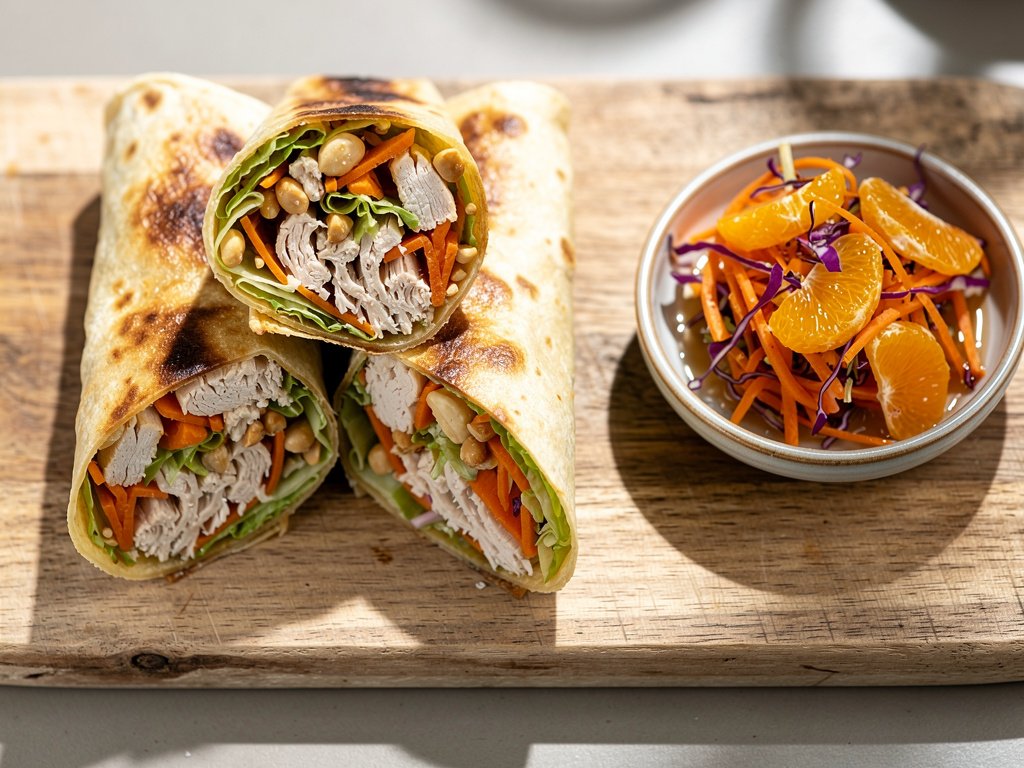 Asian Chicken Wraps with Mandarin Orange Slaw