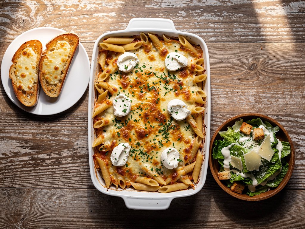 Baked Penne with Beef, Zucchini, and Mozzarella
