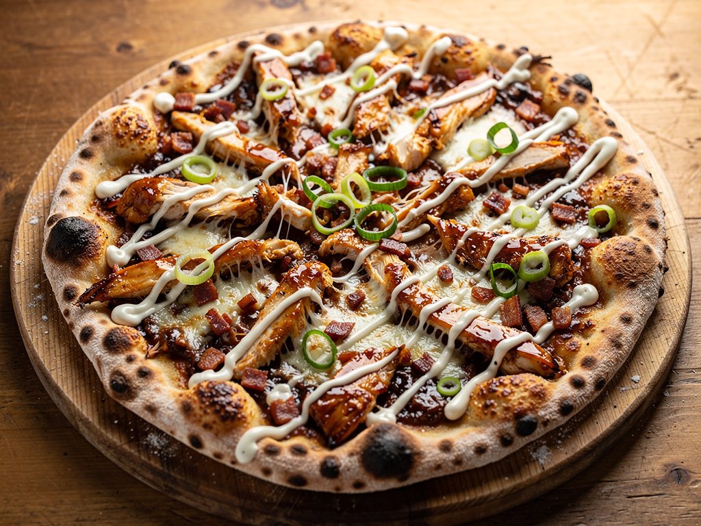 Smoky BBQ Chicken and Bacon Pizza with Ranch Drizzle