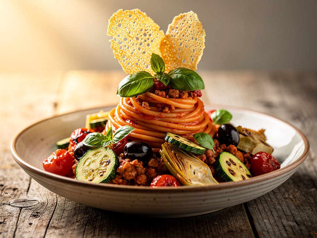 Blistered Tomato and Turkey Pasta with Parmesan Crisps