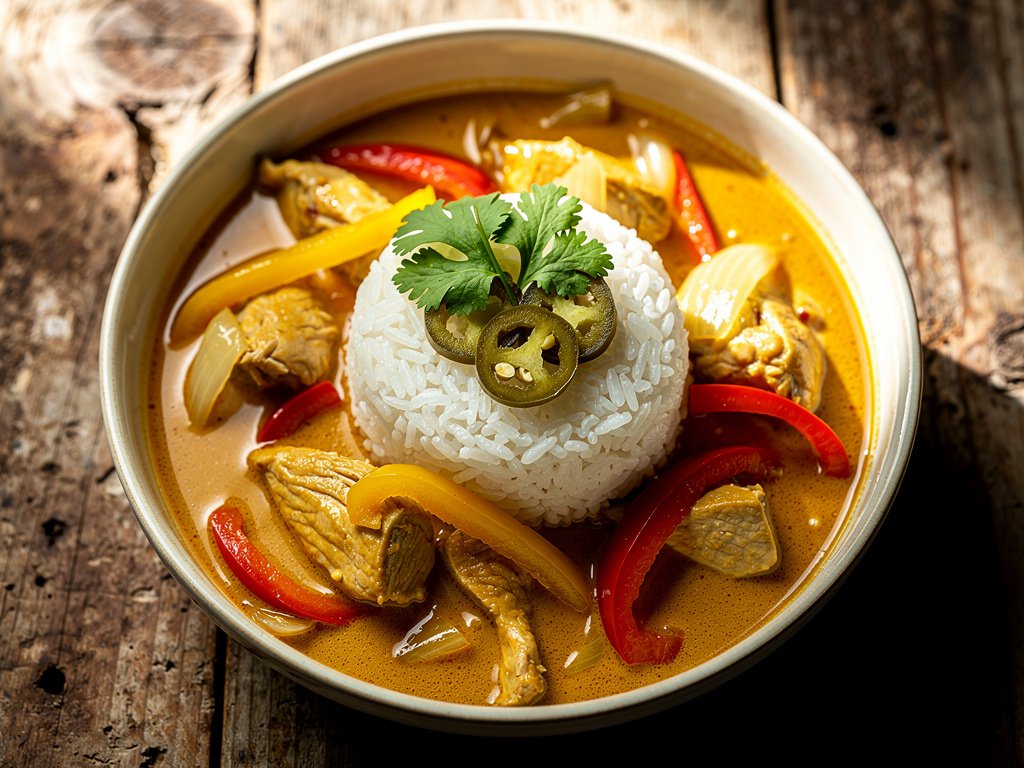 Brazilian Coconut Chicken Stew with Pickled Jalapeño and Rice
