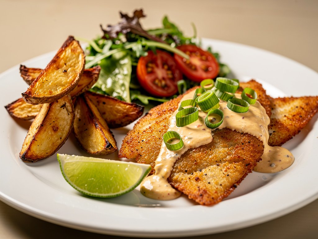 Cajun-Style Crispy Tilapia with Remoulade and Roasted Potatoes