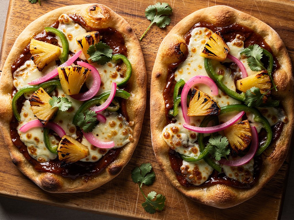 Caramelized Pineapple and Pickled Onion Flatbreads with BBQ Sauce