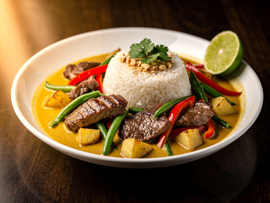Coconut Lemongrass Beef Curry with Potatoes and Green Beans