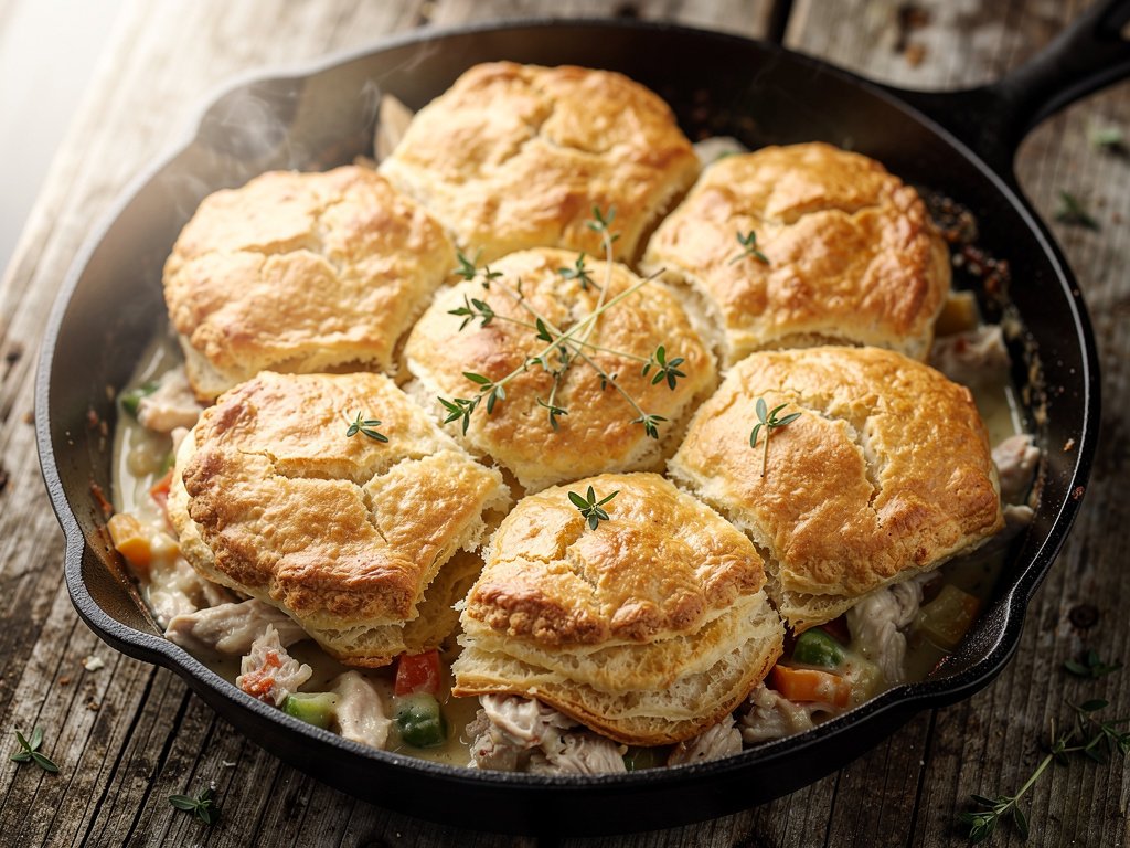 Creamy Chicken Pot Pie with Flaky Buttermilk Biscuits