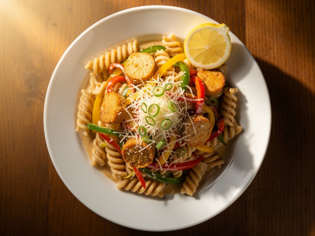 Creamy Chicken Sausage and Bell Pepper Pasta with Lemon