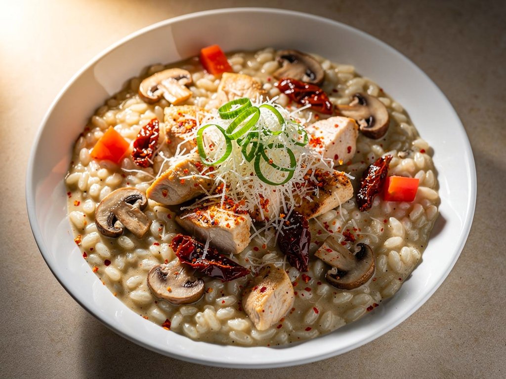 Creamy Chicken and Sun-Dried Tomato Mushroom Risotto