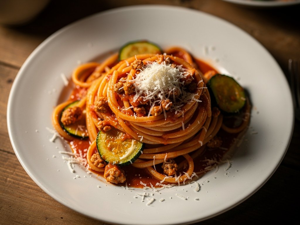 20-Minute Creamy Turkey Ragu with Gluten-Free Linguine and Zucchini