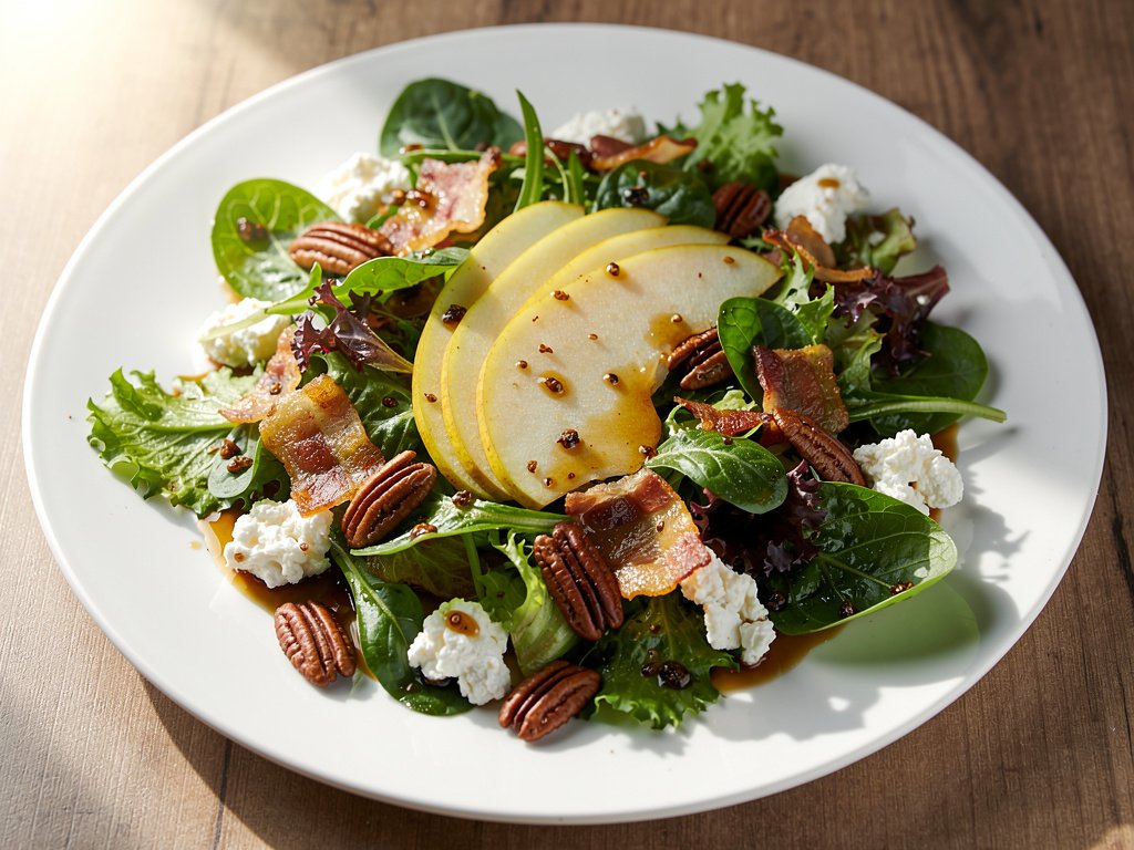 Crispy Bacon Chicken Salad with Pear, Pecans & Fig-Dijon Vinaigrette