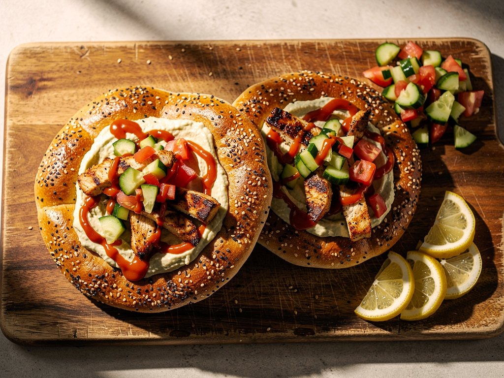 Crispy Everything Bagel Pitas with Za'atar Chicken and Cucumber Salad
