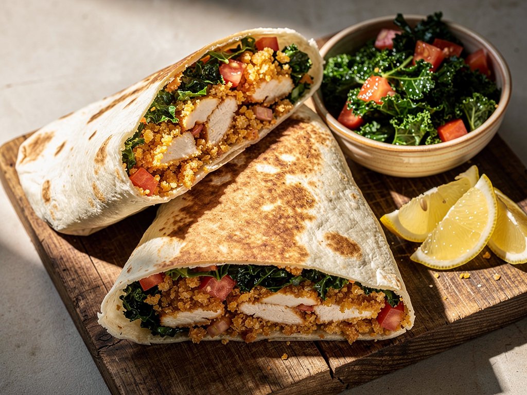 Crispy Parmesan Caesar Chicken Wraps with Lemon Panko