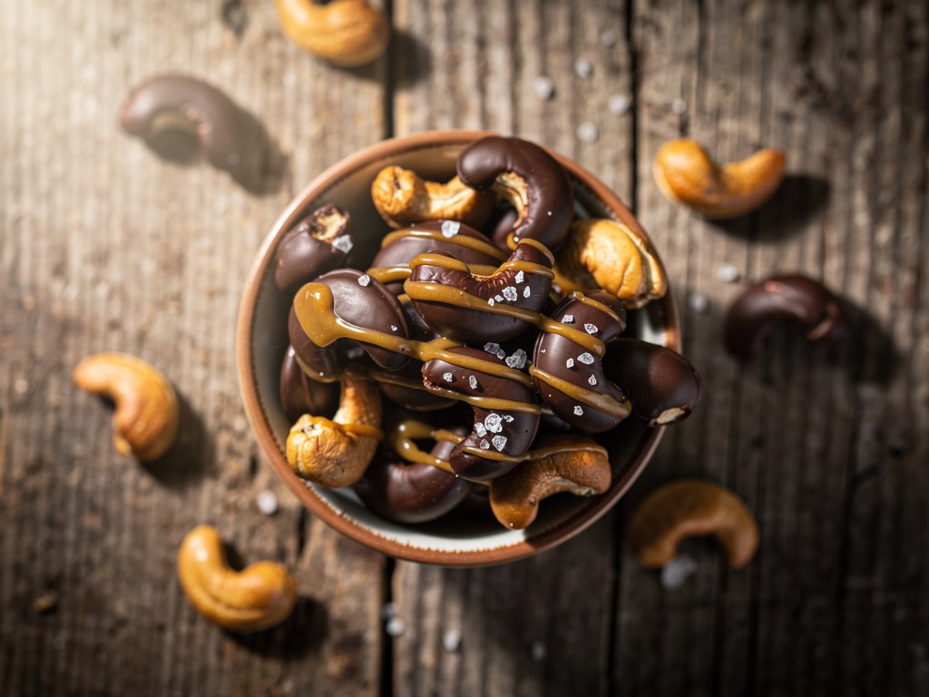 Dark Chocolate Salted Caramel Cashews: Sweet & Salty Snack