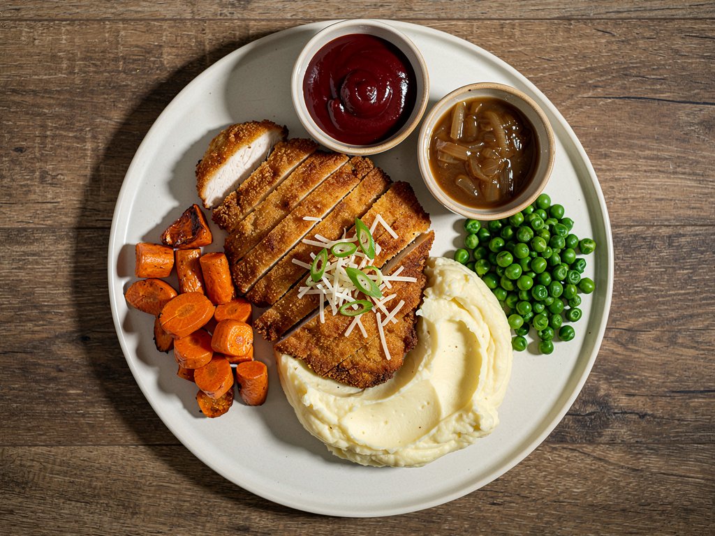 Family-Style Chicken Dinner with Cherry Sauce and Onion Gravy