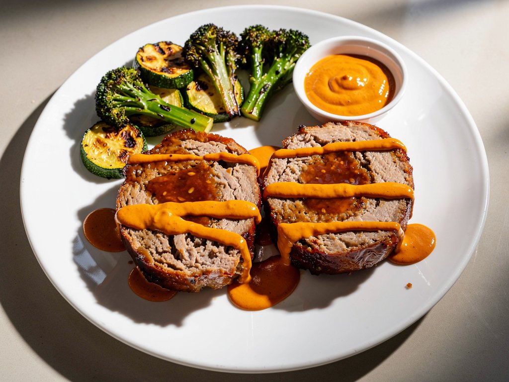 Firecracker Turkey Meatloaves with Soy-Ginger Glaze and Roasted Vegetables