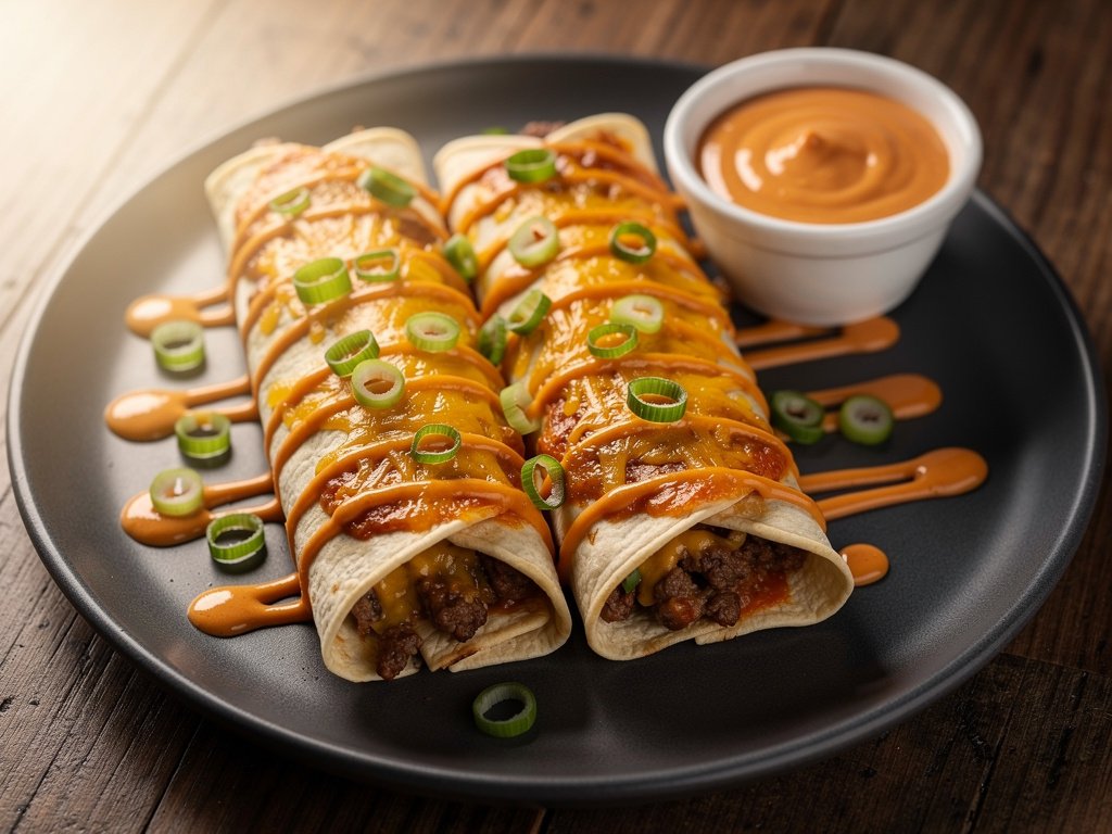 Green Salsa Beef Enchiladas with Creamy Hot Sauce Crema