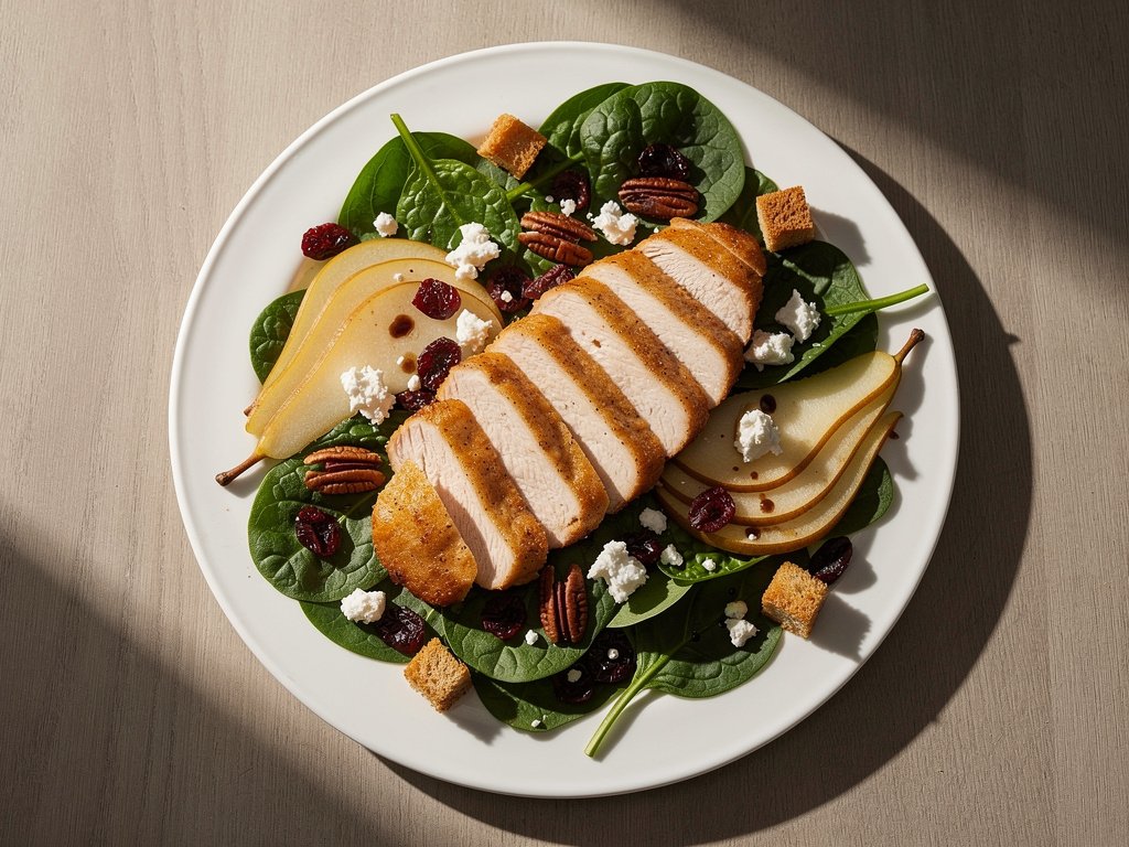 Harvest Chicken Salad with Pear, Pecans, and Creamy Balsamic Dressing