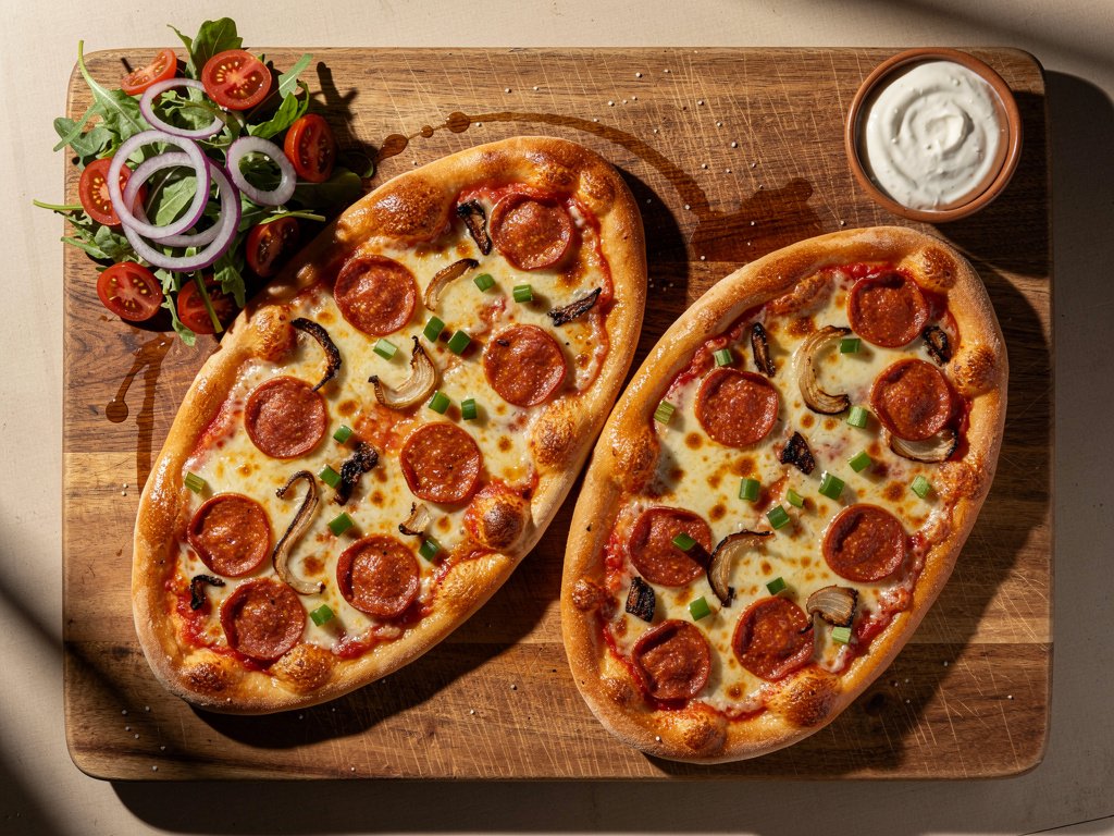 Homemade Pepperoni and Caramelized Onion Pizza with Garlic Butter Crust