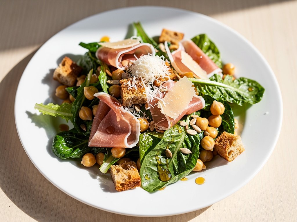 Lemony Chickpea Salad with Prosciutto, Honey Dijon Dressing & Crunchy Sunflower Seeds