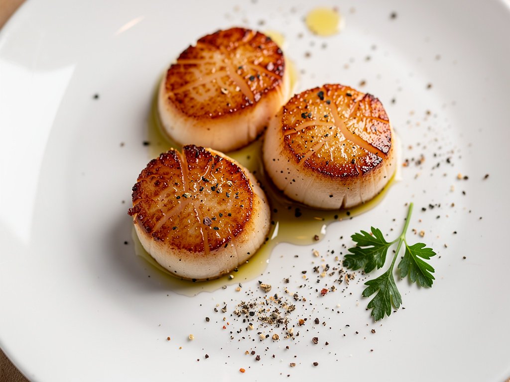 Pan-Seared Jumbo Sea Scallops with Salt and Pepper