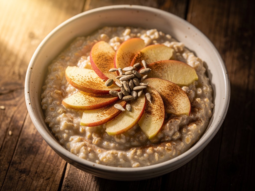 Quick 3-Minute Apple Cinnamon Oatmeal with Sunflower Seeds