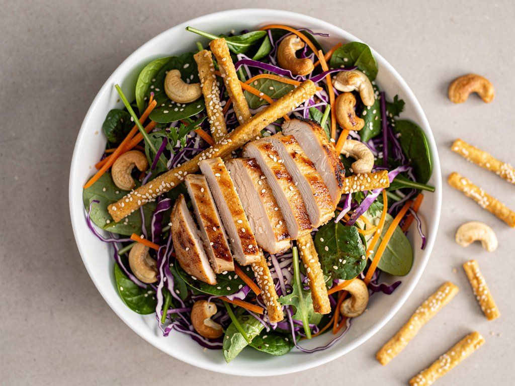 Quick Asian Sesame Salad with Pre-Cooked Chicken