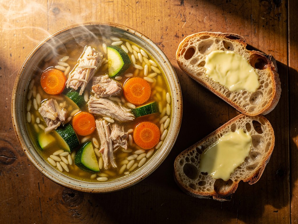 Quick Chicken Orzo Soup with Zucchini and Carrots