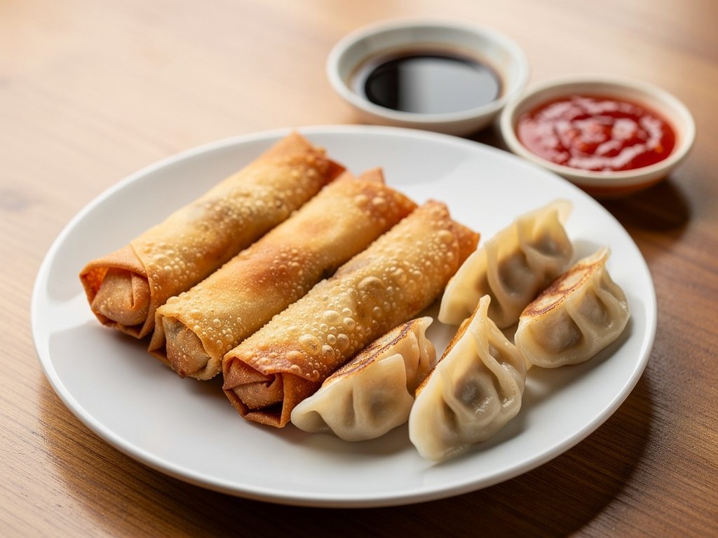 Cozy Pork Lumpia Spring Rolls & Garlic Chicken Gyoza Dumplings Dinner with a Restaurant-Style Finish