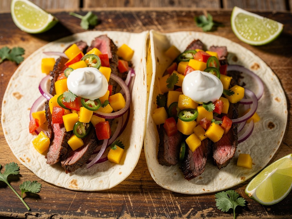Quick Steak Tacos with Mango Jalapeño Salsa