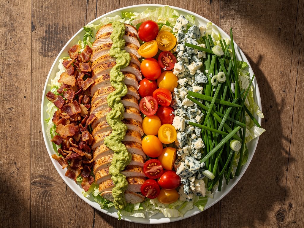 Ranch Chicken and Bacon Cobb Salad with Creamy Guac Dressing