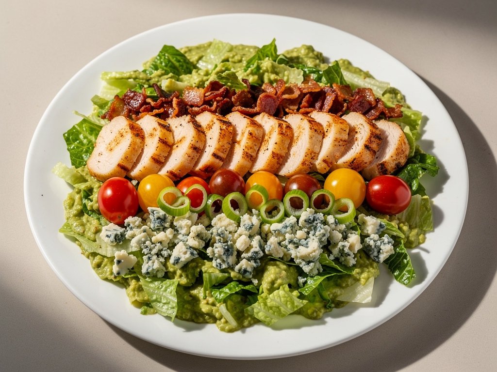 Ranch Chicken and Bacon Cobb Salad with Creamy Guacamole Dressing