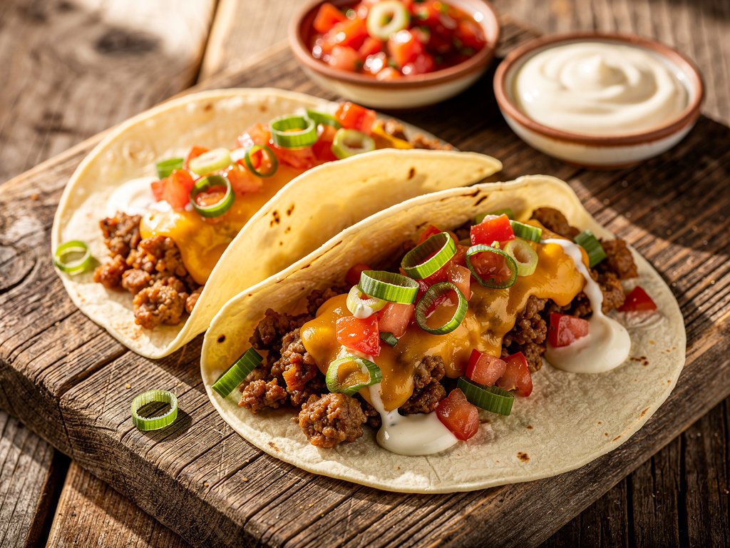 Salsa Verde Pork Tacos with Southwest Crema and Monterey Jack
