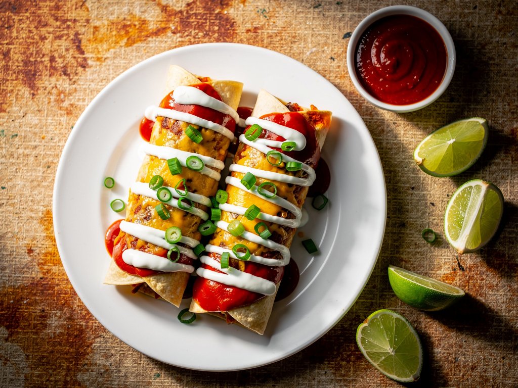 Smoky Bacon and Chicken Enchiladas with Lime Crema
