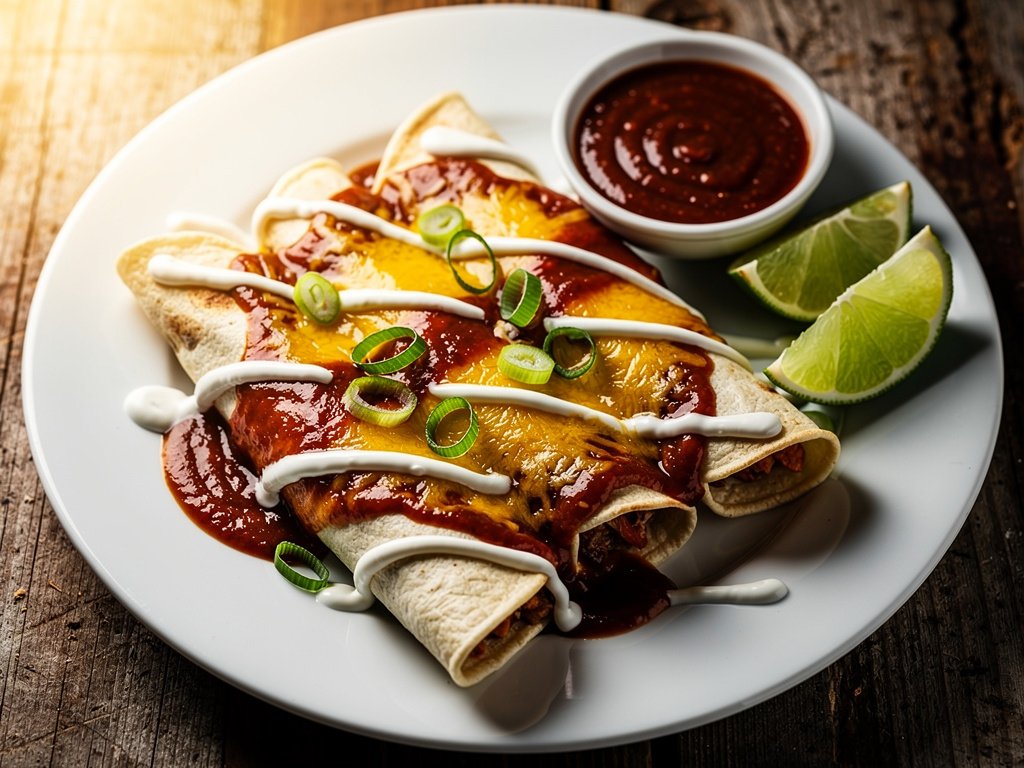Smoky Bacon and Chicken Enchiladas with Lime Crema