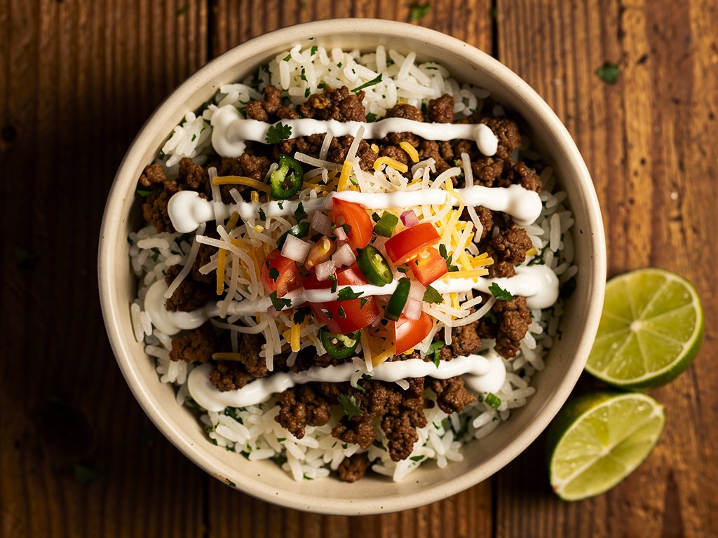 Smoky Chipotle Beef Burrito Bowls with Cilantro Lime Rice