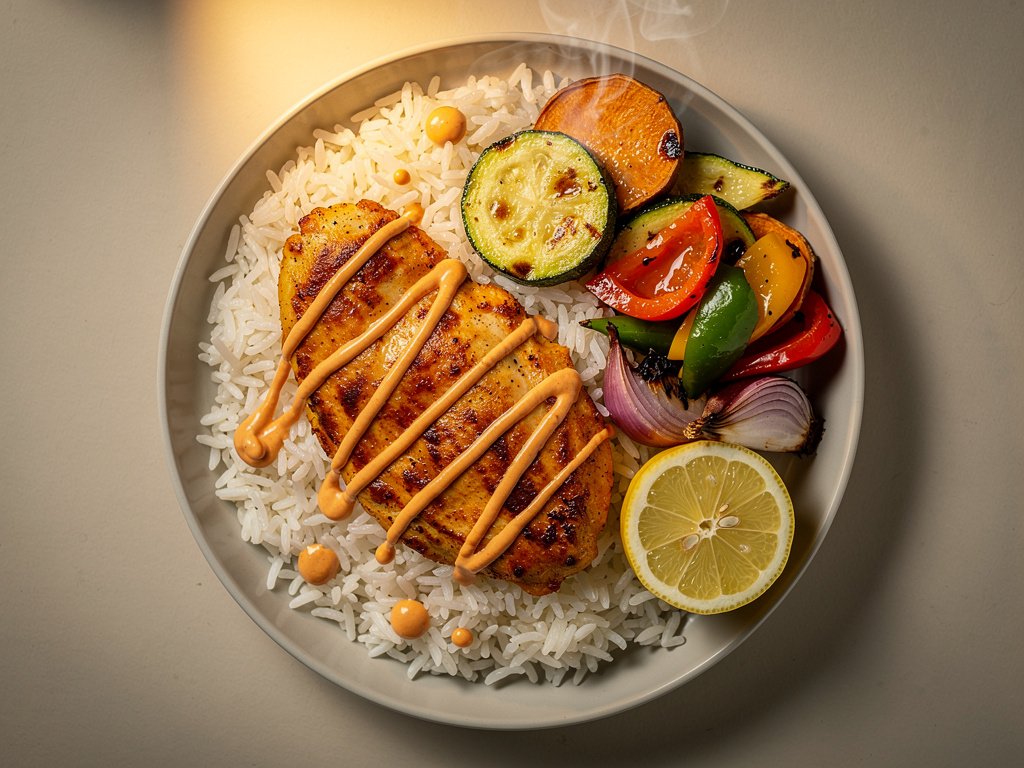 Smoky Paprika Chicken with Roasted Sweet Potato and Vegetable Medley
