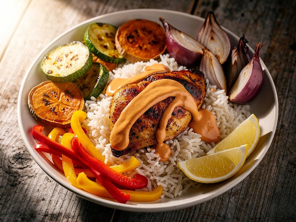 Smoky Paprika Chicken with Roasted Sweet Potato and Vegetable Medley