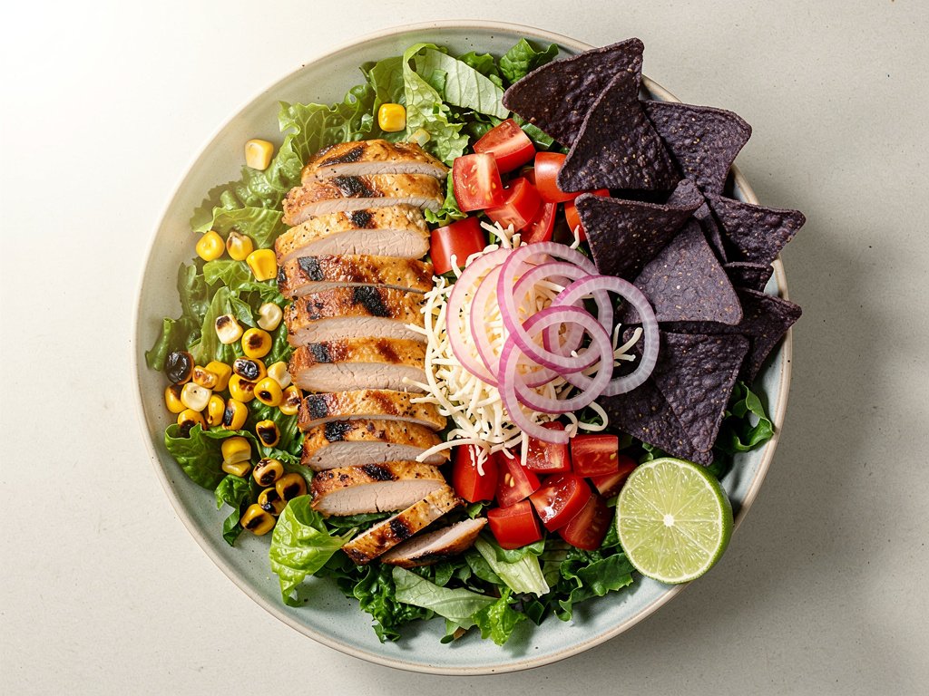 Southwest Chicken Taco Salad with Charred Corn and Pickled Onion