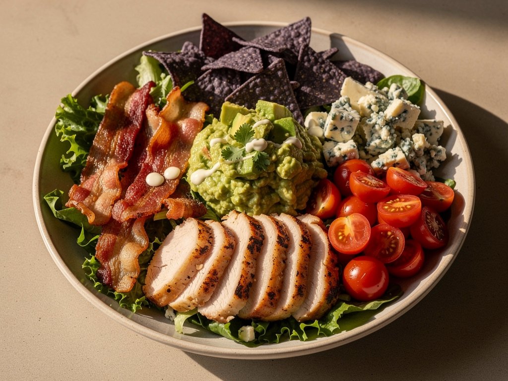 Southwest Cobb Salad with Blue Cheese Dressing and Guacamole