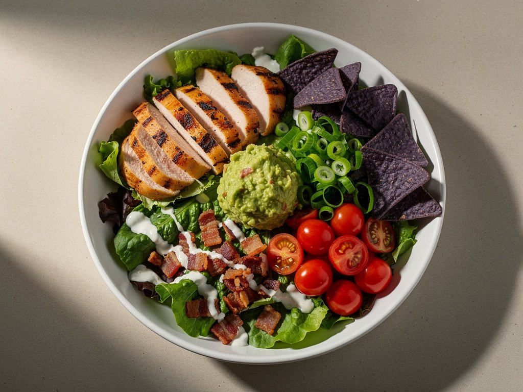 Southwest Cobb Salad with Blue Cheese Dressing and Guacamole
