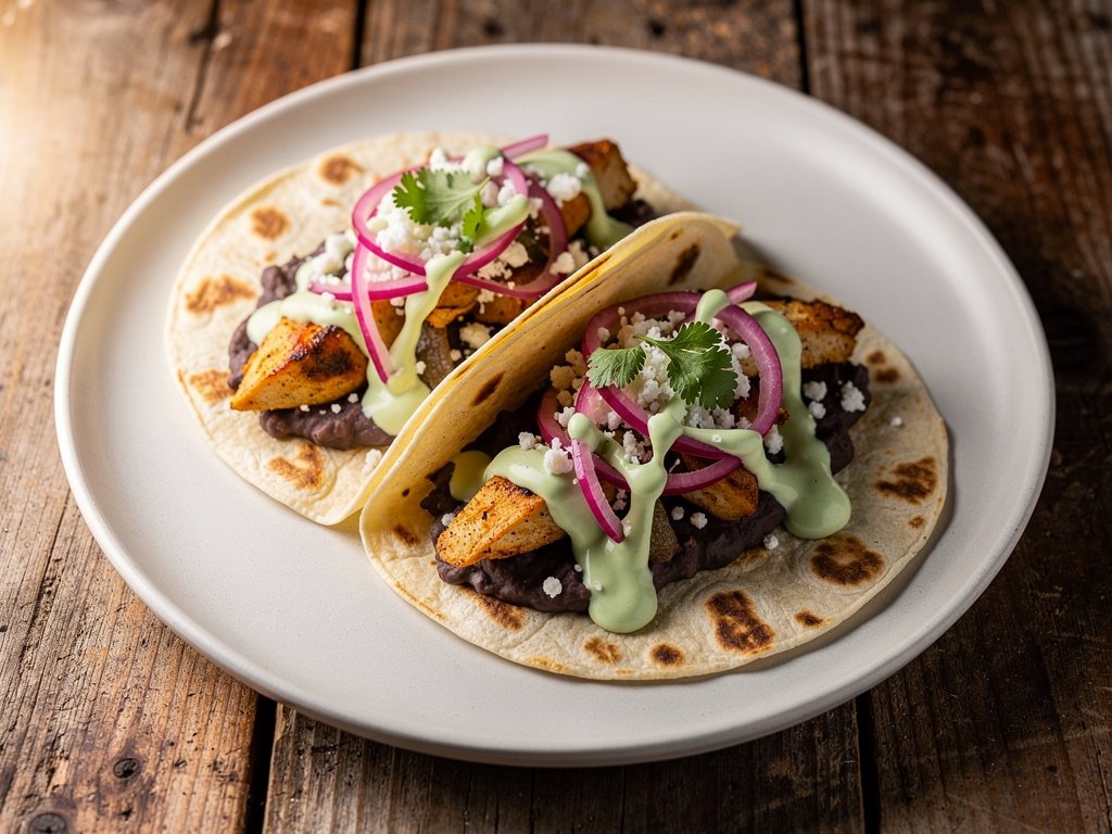 Spiced Chicken Baleadas with Pickled Onions and Lime Crema
