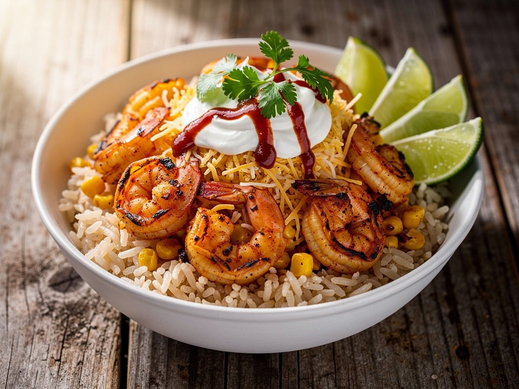 Spiced Shrimp and Corn Esquites Bowls with Chipotle Mayo