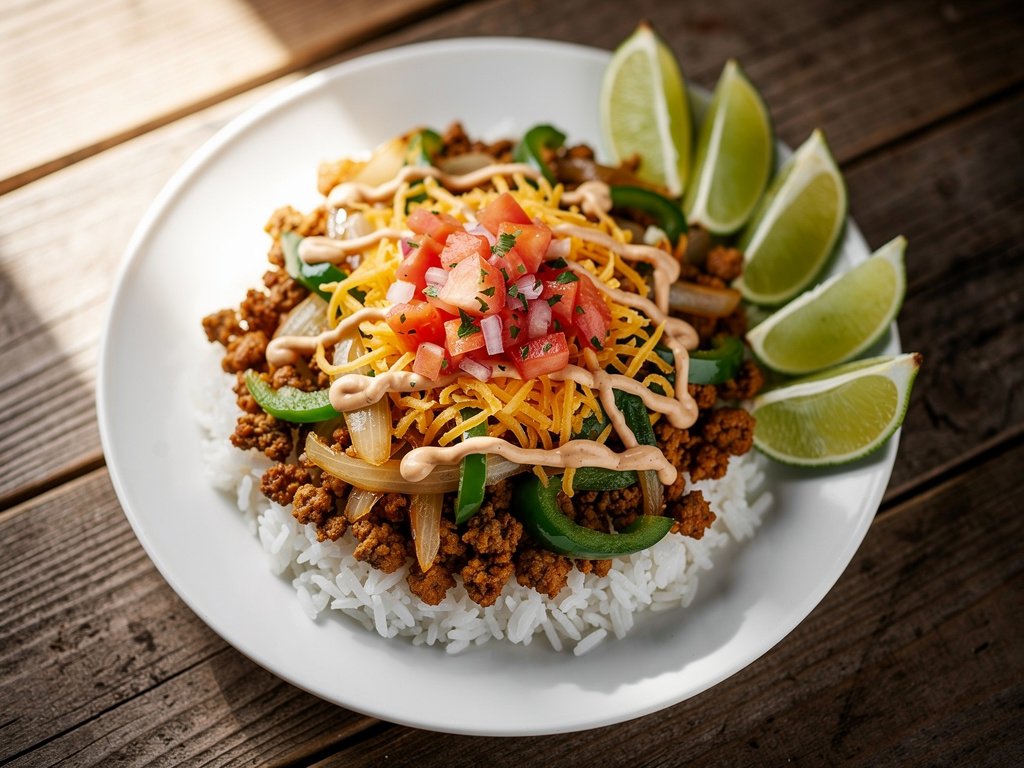 Spiced Turkey and Lime Rice Bowls with Fresh Salsa and Creamy Southwest Sauce