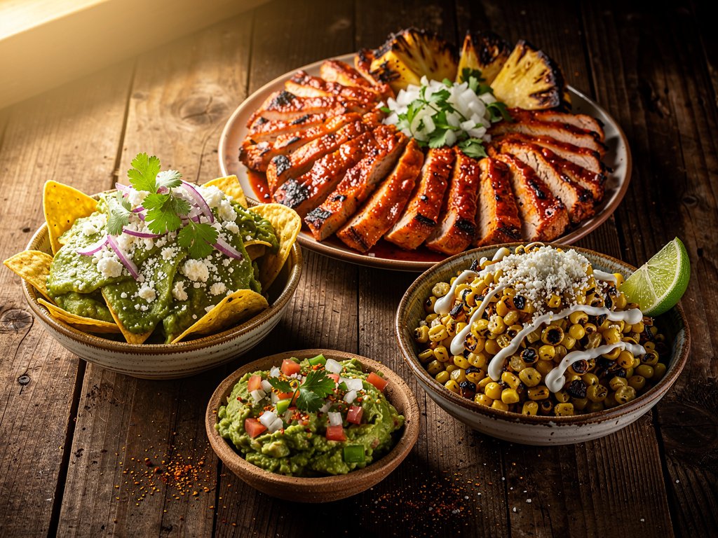 Spicy Al Pastor Chicken with Chilaquiles and Street Corn