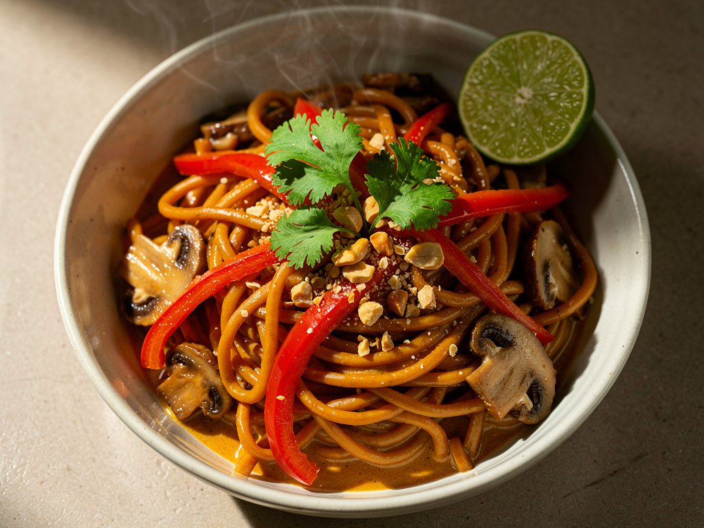 Spicy Coconut Curry Ramen Stir-Fry with Peanuts and Cilantro