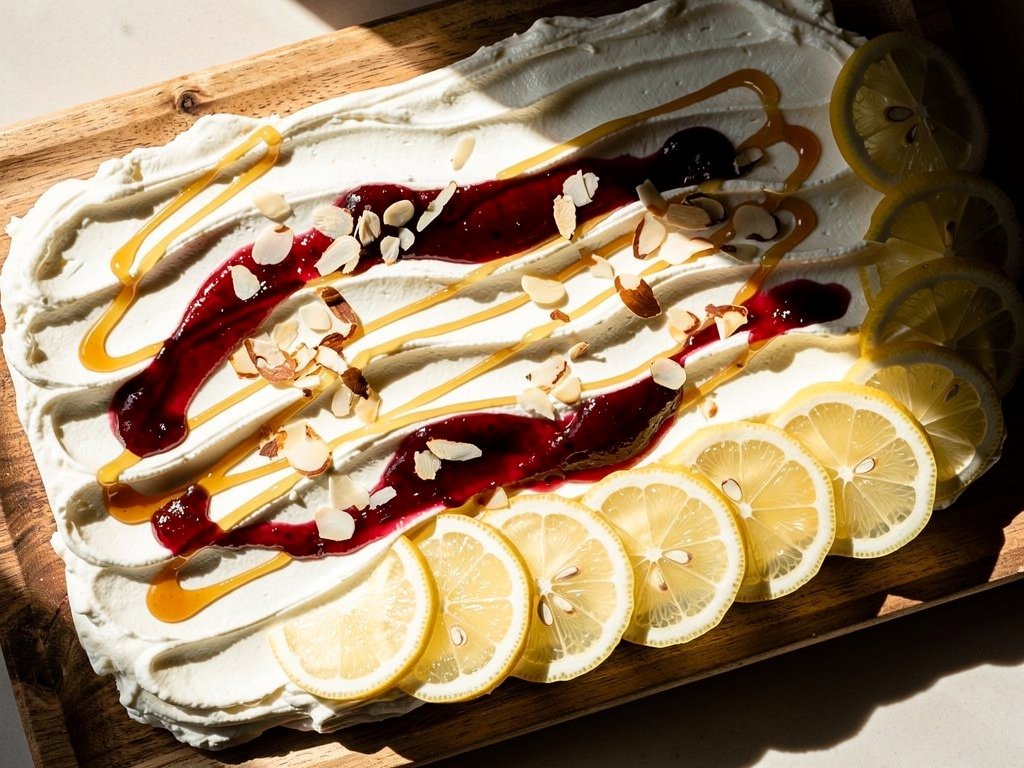 Spicy Lemon Cream Cheese Board with Hot Honey and Almonds