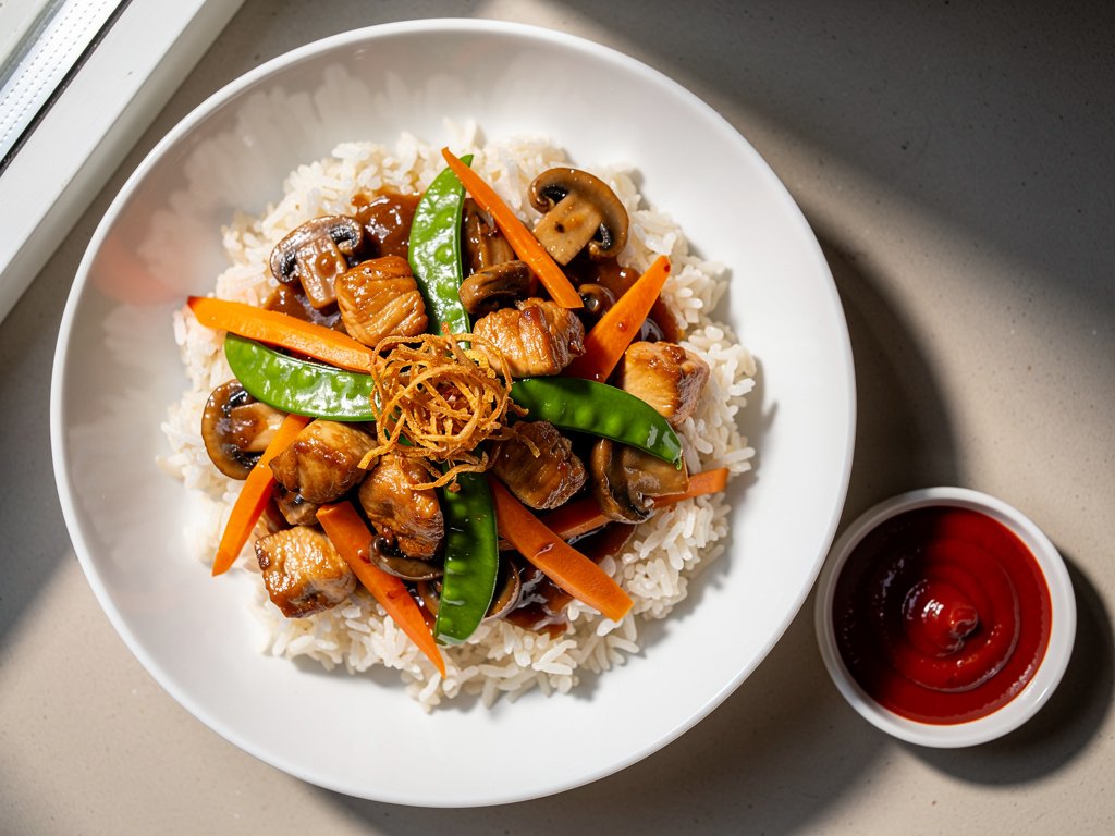 Sweet Soy Chicken Stir-Fry with Snow Peas and Mushrooms