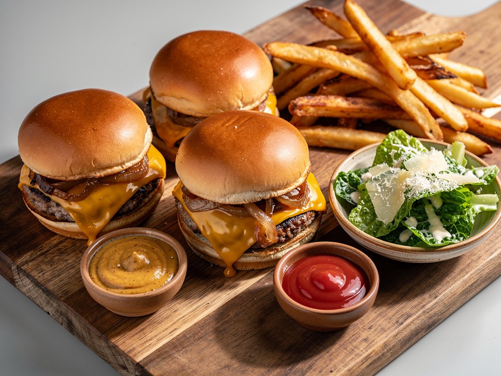 Juicy Turkey Sliders with Caramelized Onion and Crispy Oven Fries