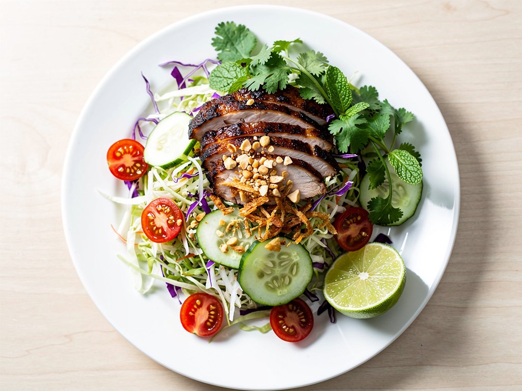 Vietnamese Chicken and Herb Salad with Garlic-Lime Dressing
