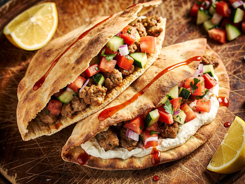 Za'atar Turkey Pitas with Everything Bagel Crust and Yogurt Hummus Sauce